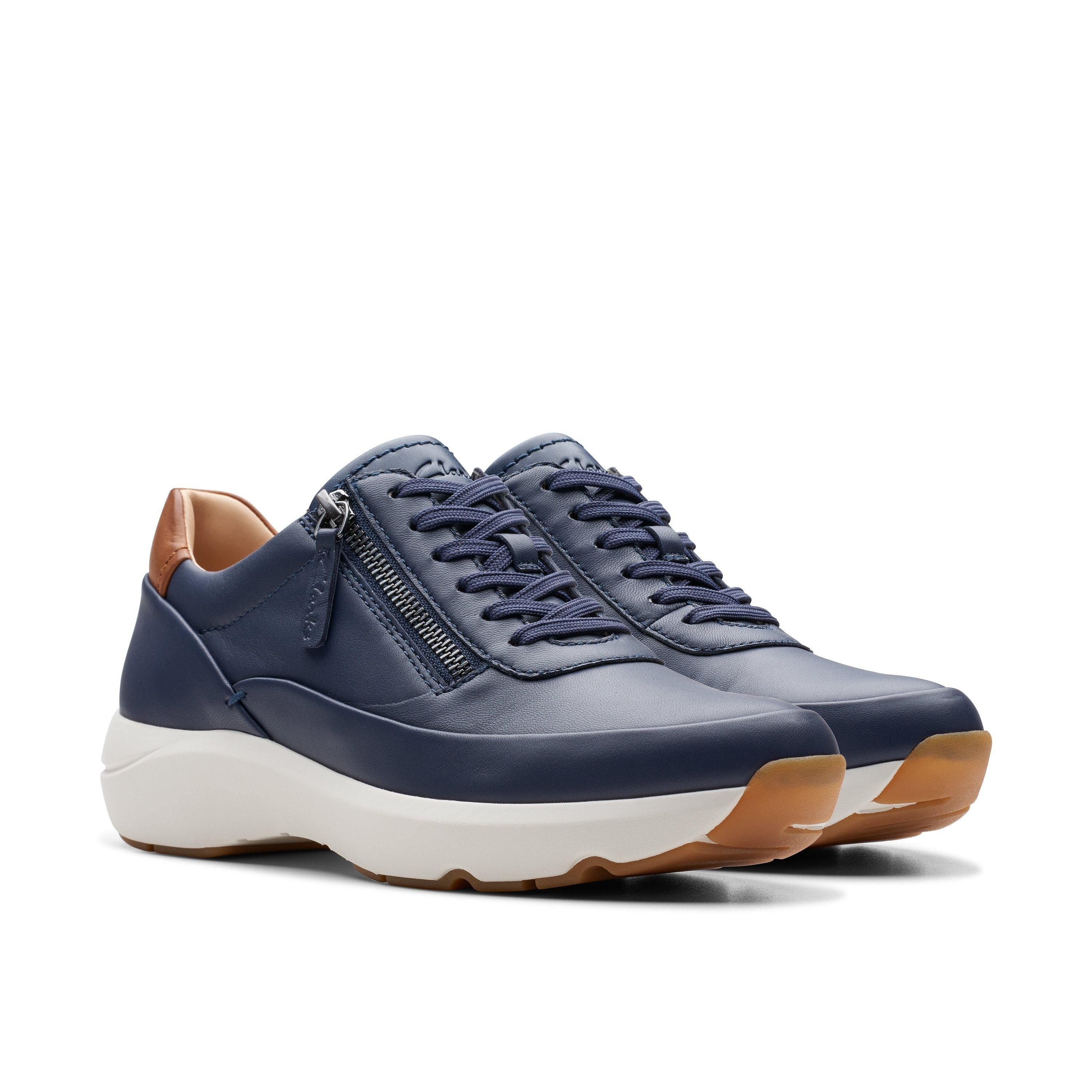 Clarks Clarks Women's Tivoli Zip Navy Leather Trainers in Blue - 4