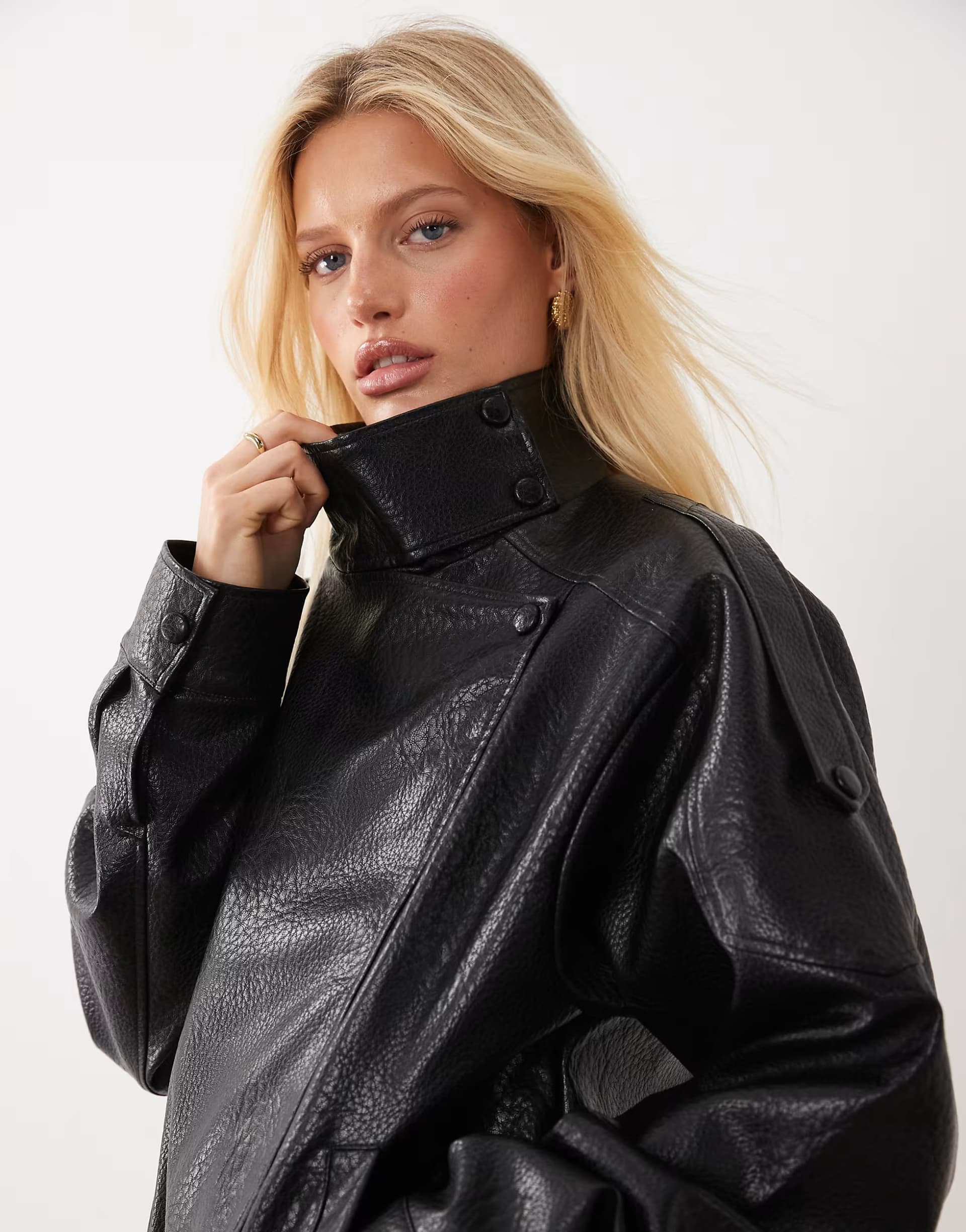 ASOS JDY Faux Leather Bomber Jacket in Black