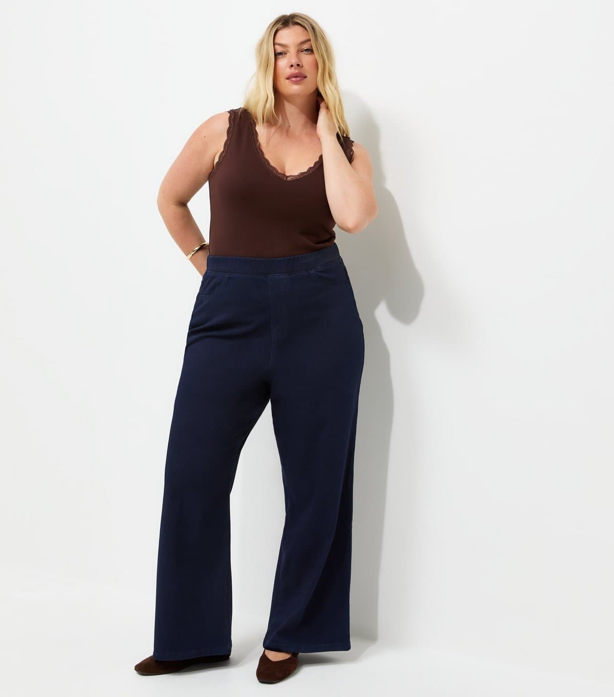 New Look New Look Plus Size Blue Denim Wide Leg Jeans