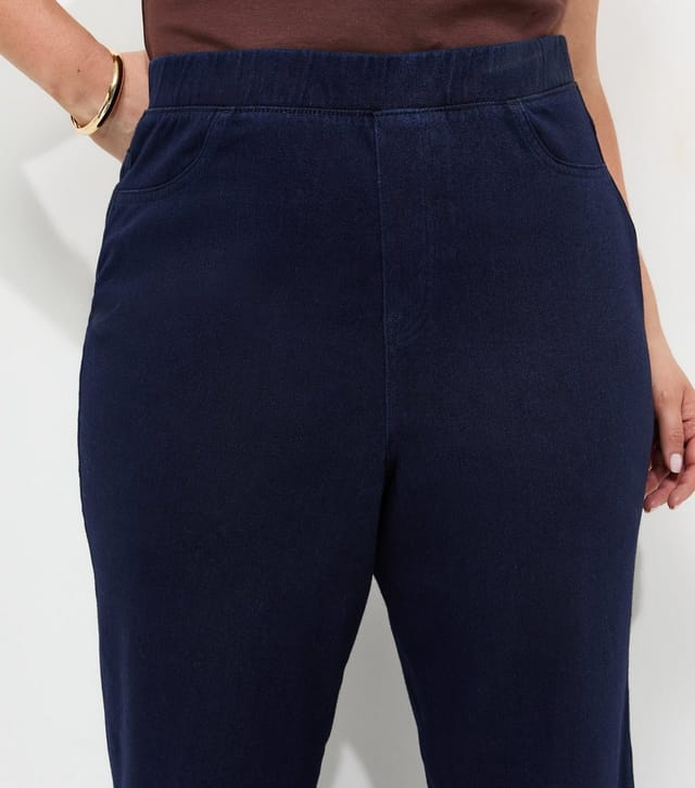 New Look Women's Plus Size Blue Cotton Rich Denim Look Wide Leg Jeans Curves New Look - 2