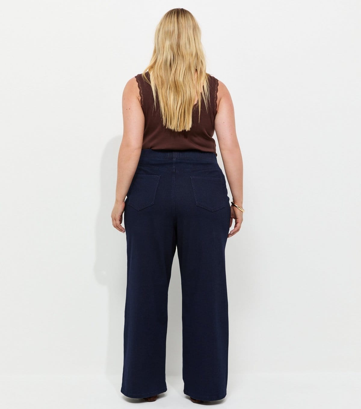 New Look Women's Plus Size Blue Cotton Rich Denim Look Wide Leg Jeans Curves New Look - 4