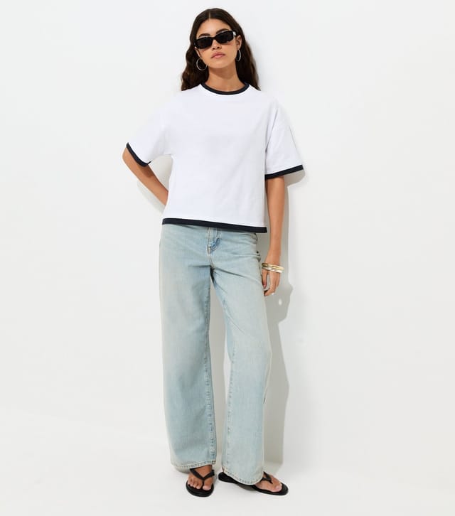 New Look Women's White 2-in-1 Short Sleeve Boxy T-Shirt New Look - 2