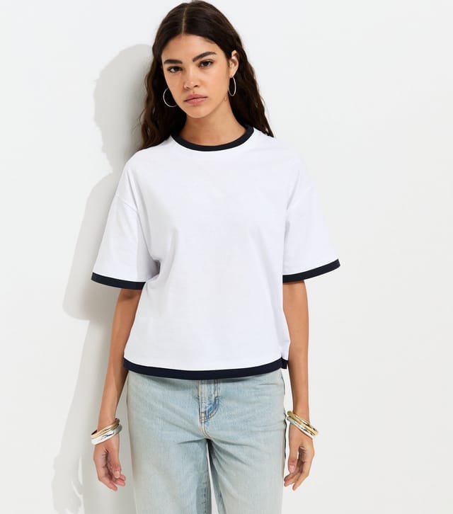 New Look Women's White 2-in-1 Short Sleeve Boxy T-Shirt New Look - 3