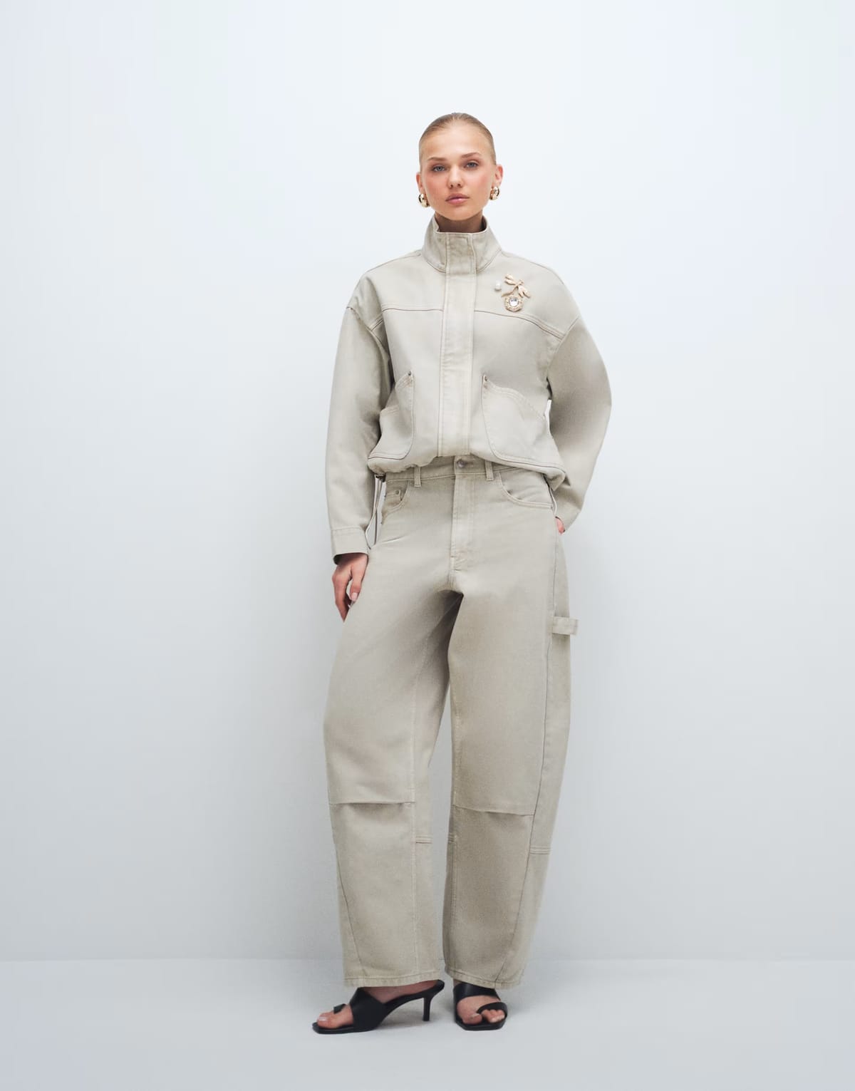 ASOS ASOS DESIGN aviator barrel jean co-ord in neutral - 1