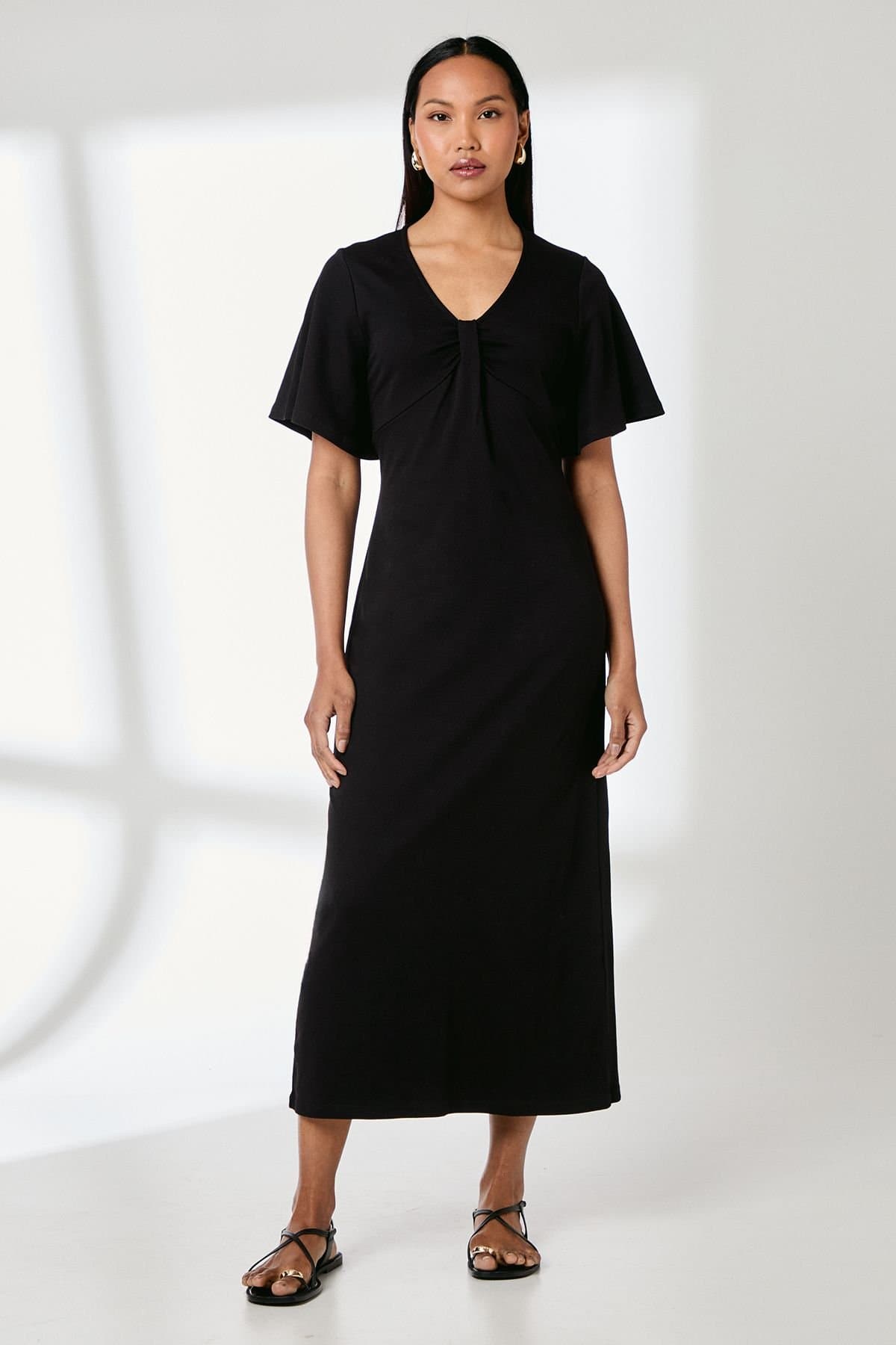 Principles Principles Women's Black Neck Detail Jersey Midi Dress
