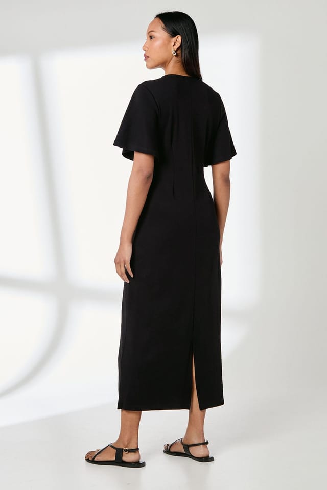 Principles Principles Women's Black Neck Detail Jersey Midi Dress - 3