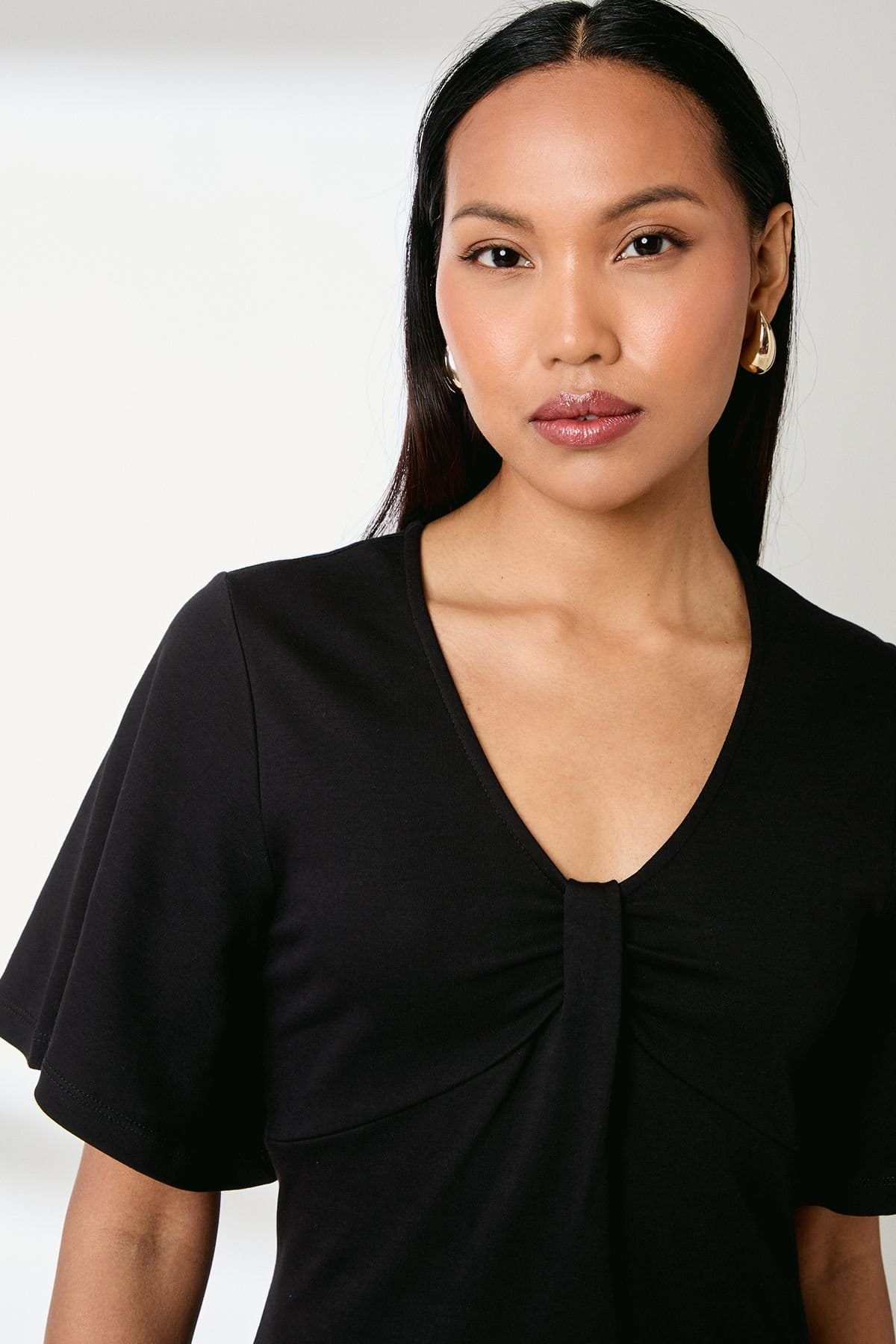 Principles Principles Women's Black Neck Detail Jersey Midi Dress - 4