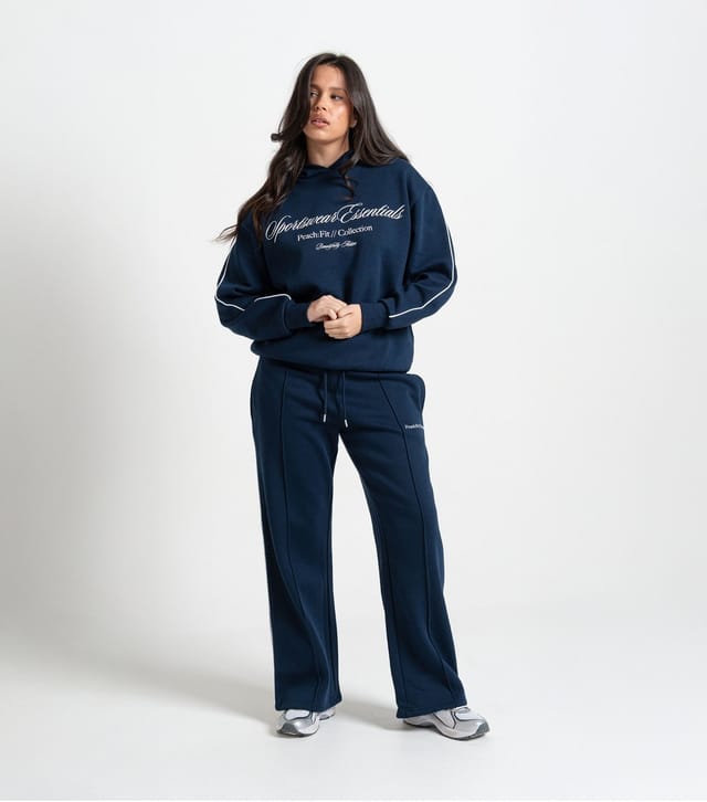 Peach Fit Women's Navy Side Trim Straight Leg Emilia Joggers Peach Fit New Look - 2