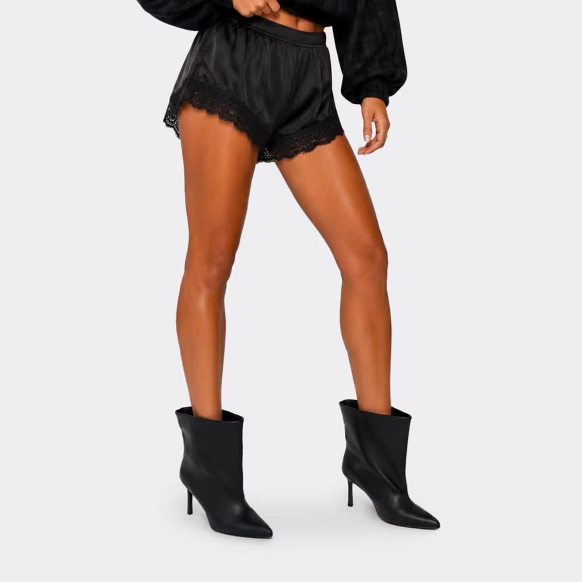 EGO Stevie Pointed Toe Stiletto Heel Ankle Boot In Black Faux Leather, Women's Size UK 3