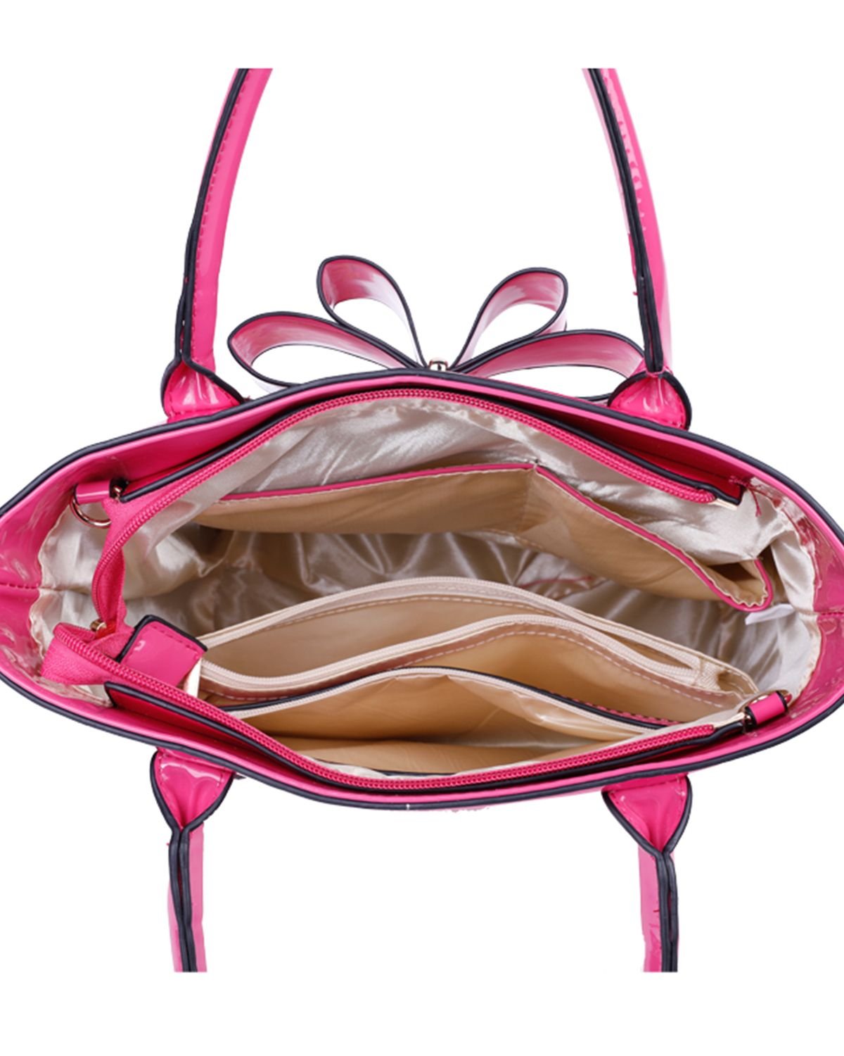 Fontanella Fashion Fontanella Fashion Women's Amapola 2IN1 Poppy Flower & Buttlefly Bucket Shaped Top-Handle Bag With Purse Set in Light Red - 3