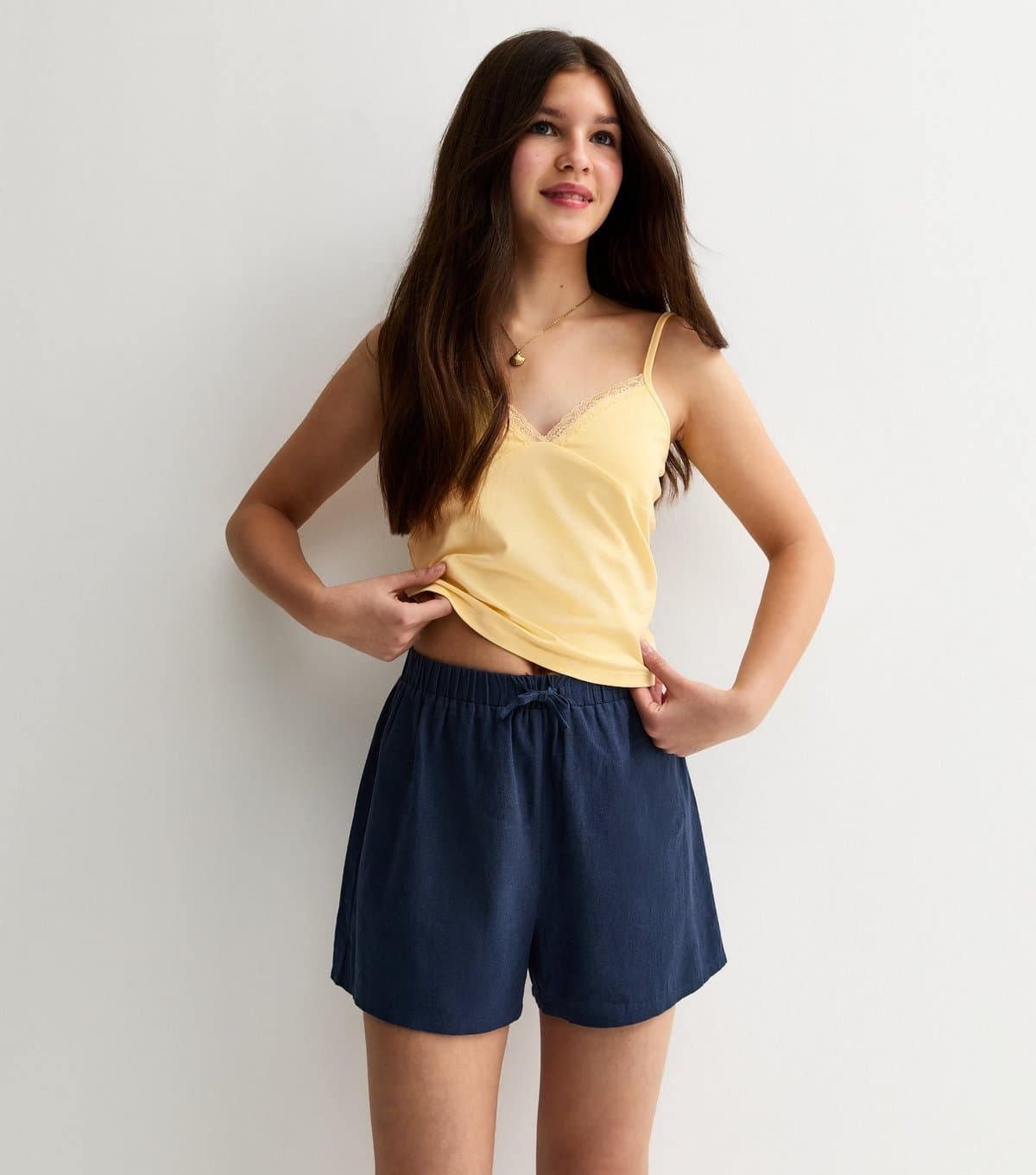 New Look New Look Navy Linen Blend Drawstring Shorts