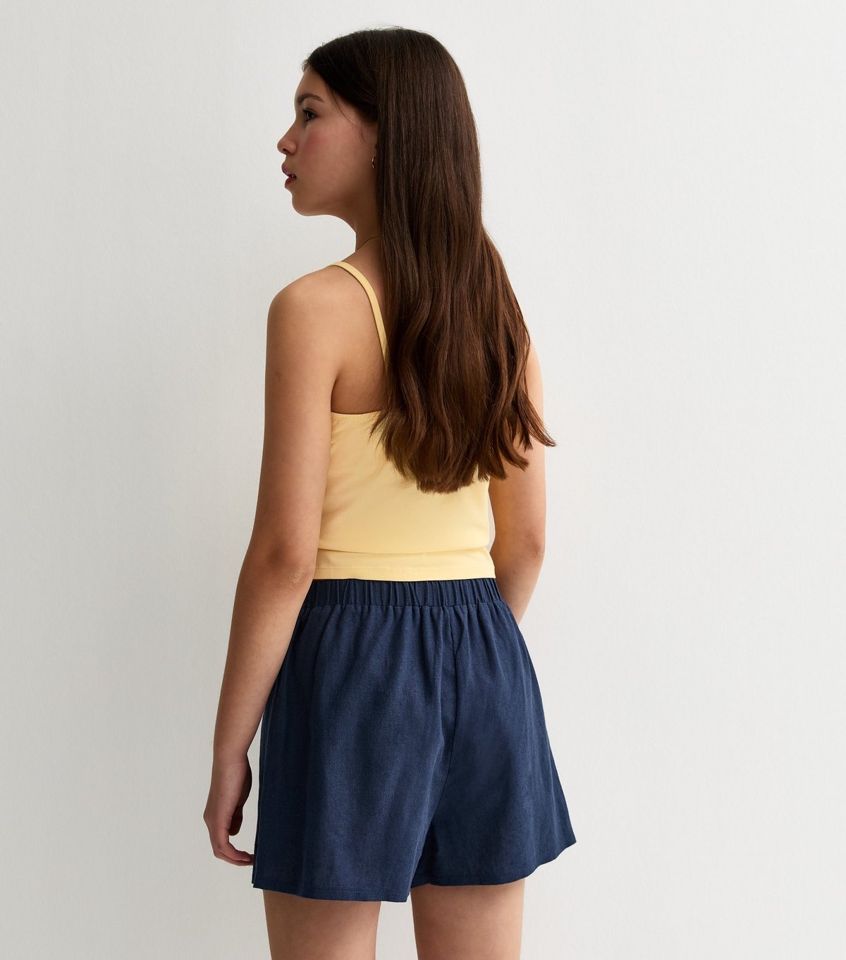 New Look Girls' Navy Linen Blend Drawstring Shorts New Look - 4