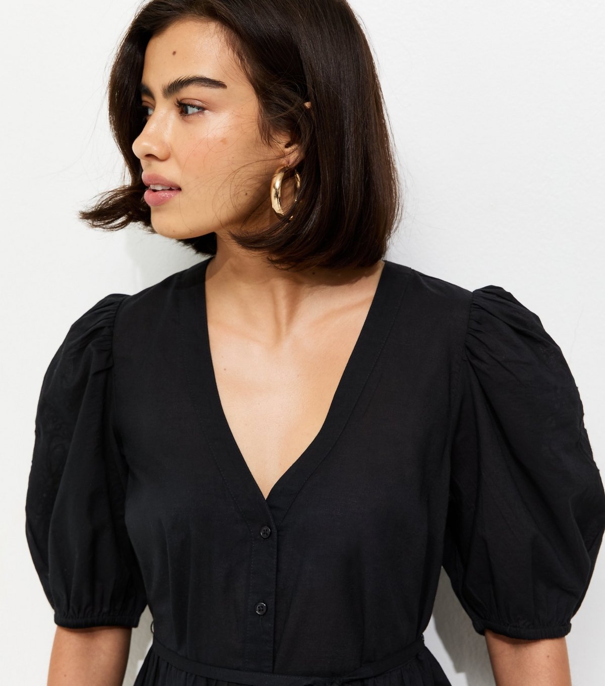 New Look Women's Black Embroidered Smock Midi Dress New Look - 3