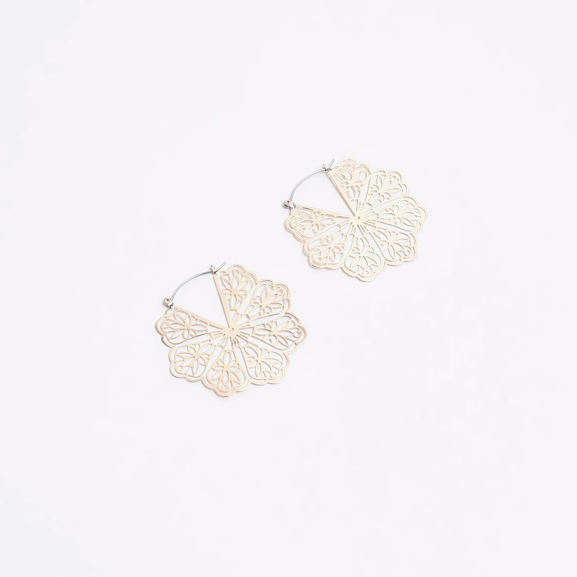River Island River Island Womens Gold Floral Hoop Earrings