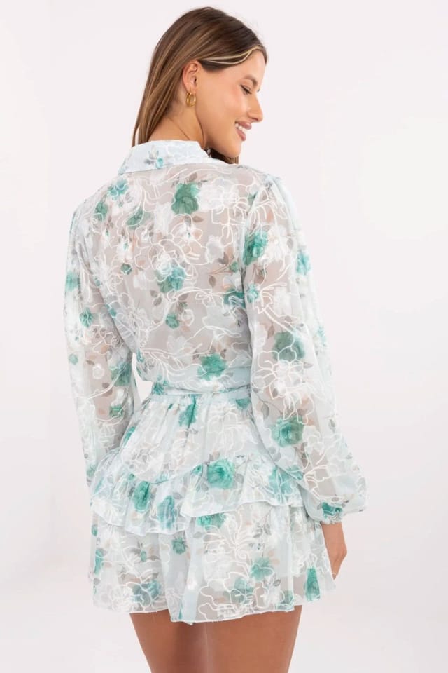 Love Lace Love Lace Women's Floral Embroidered Shirt & Skort Set in Green - 2