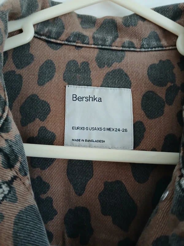 Bershka Leopard print crop jacket with distress size XS
