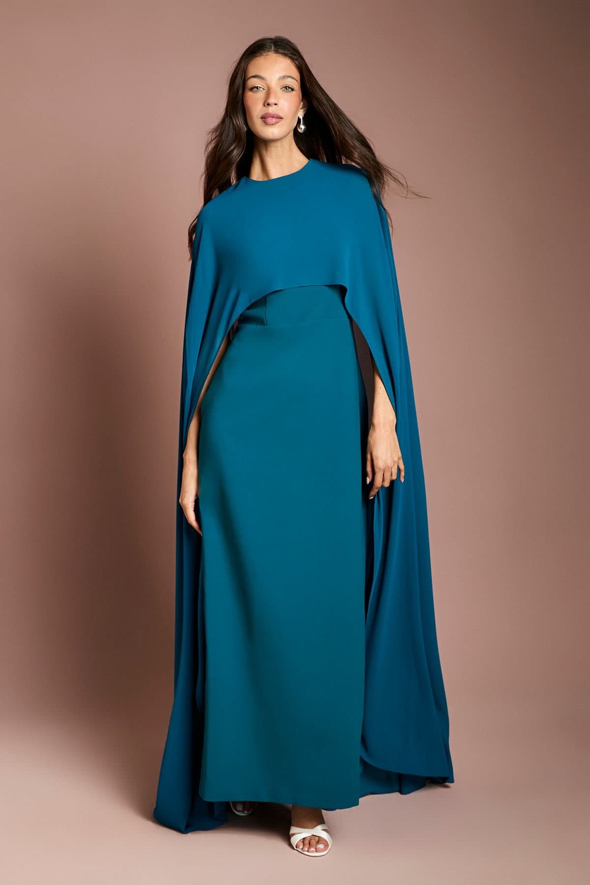 Coast Coast Women's Cape Sleeve Maxi Dress in Teal