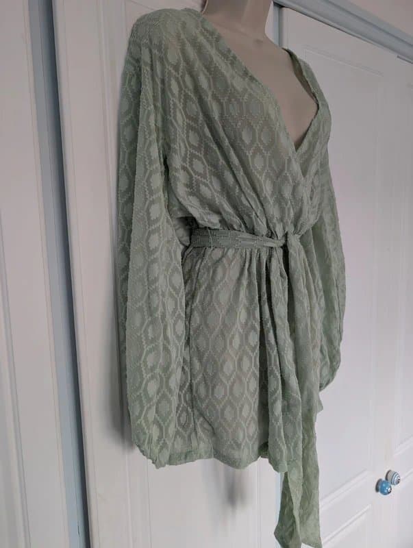 ASOS ASOS Design plunge beach playsuit in sage green size 4