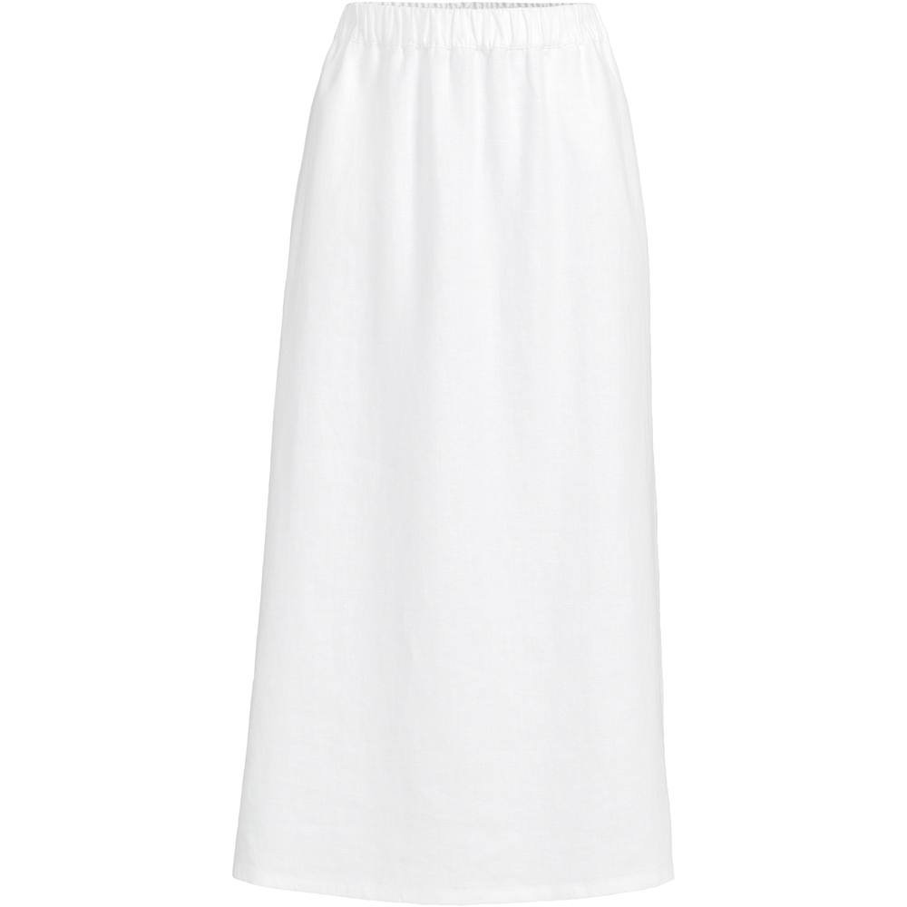 lands end Lands' End Women's Pull-On Pure Linen Midi Skirt in White - 3
