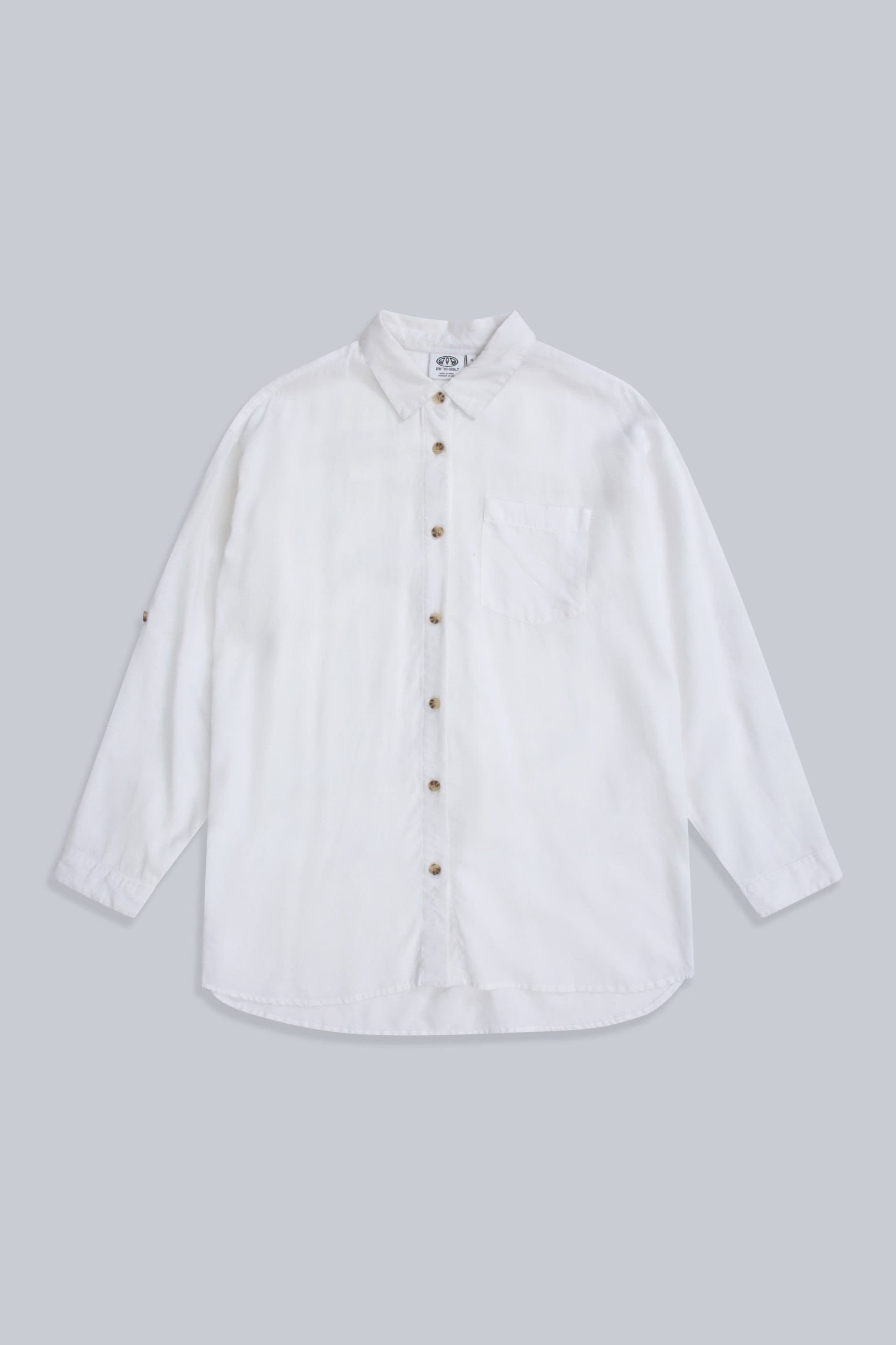 Animal Animal Women's 'Seya' Roll Up Sleeves Summer Beach Shirt in White