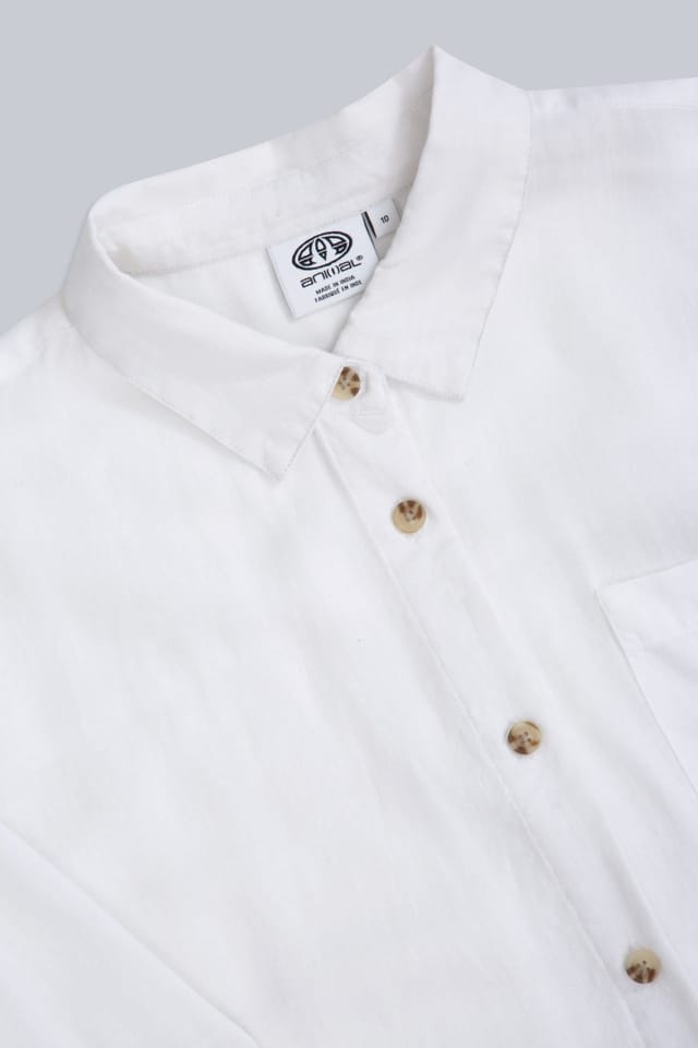 Animal Animal Women's 'Seya' Roll Up Sleeves Summer Beach Shirt in White - 3