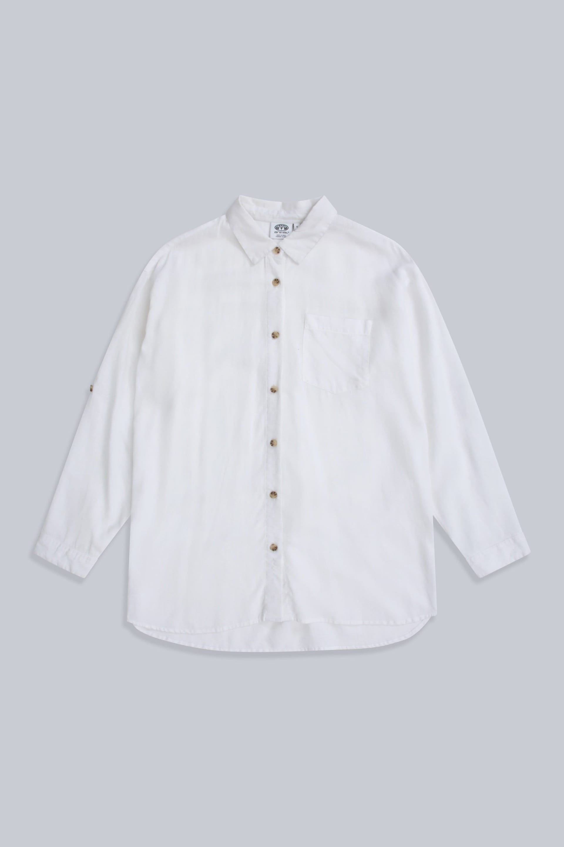 Animal Animal Women's 'Seya' Roll Up Sleeves Summer Beach Shirt in White - 4