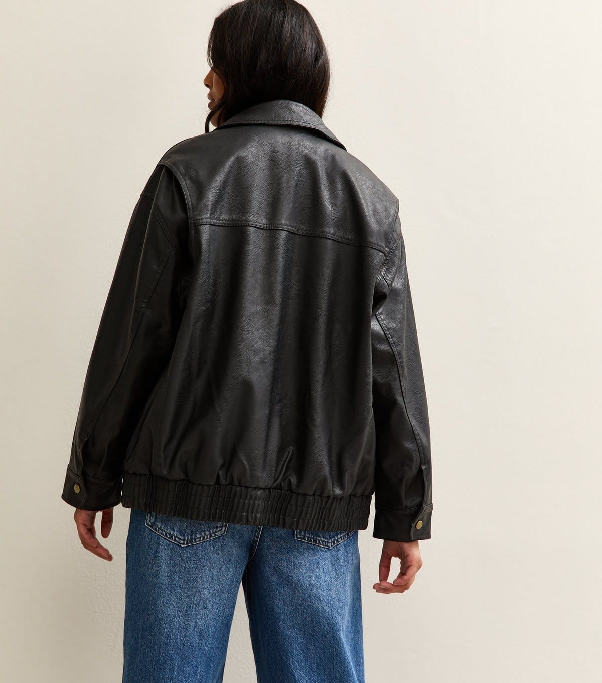 New Look Women's Black Oversized Washed Faux Leather Jacket New Look - 4