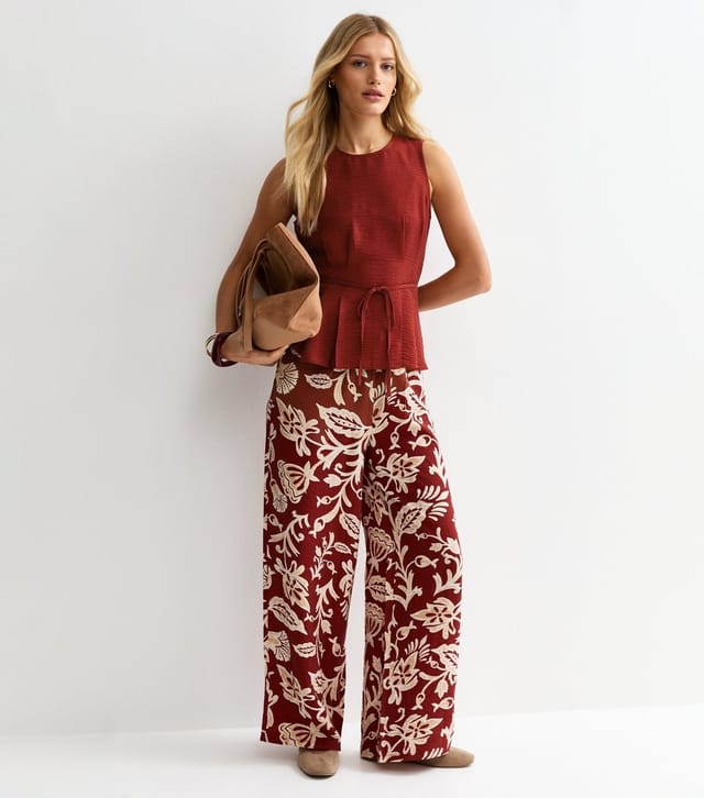 New Look Women's Dark Red Flared Hem Sleeveless Top New Look - 3