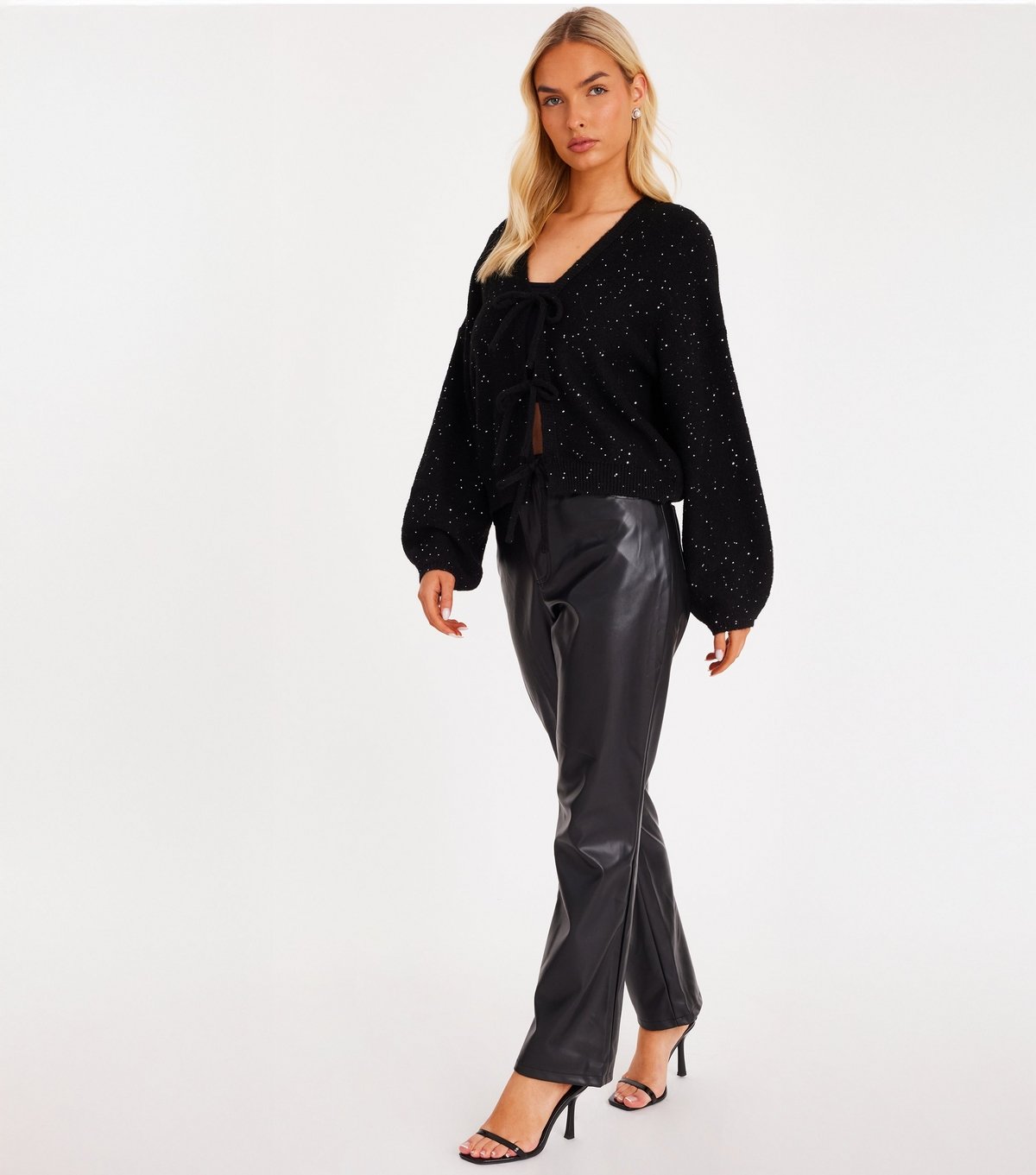 Quiz Women's Black Knit Sparkle Cardigan Quiz New Look - 2