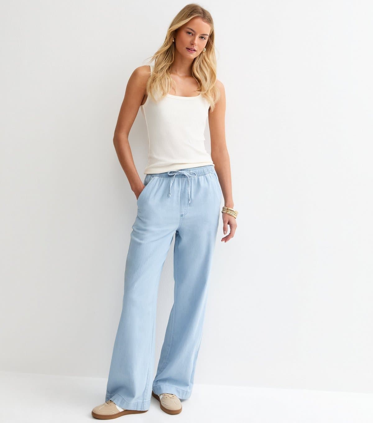 New Look New Look Light Blue Denim Wide Leg Trousers