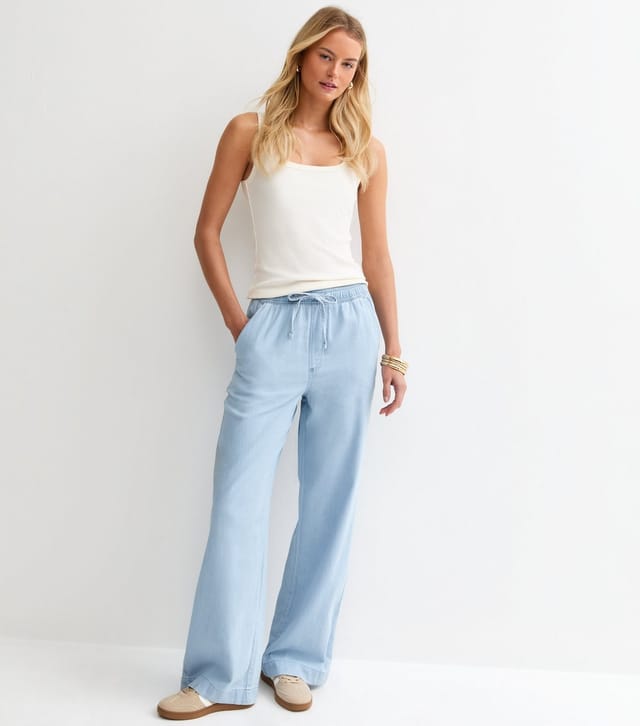 New Look Women's Tall Light Blue Denim Wide Leg Trousers New Look - 2
