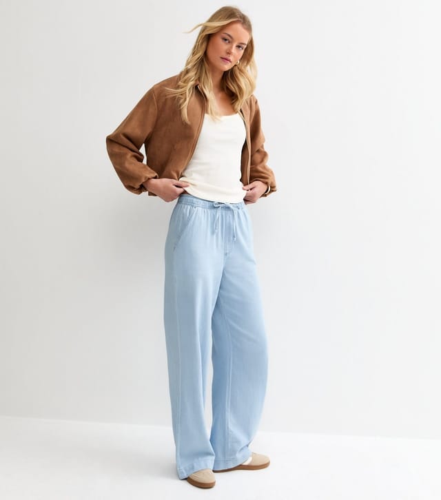 New Look Women's Tall Light Blue Denim Wide Leg Trousers New Look - 3