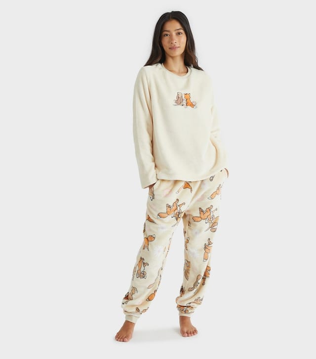 Skinnydip Women's White Disney Fox and the Hound Fleece Pyjama Set Skinnydip New Look - 2