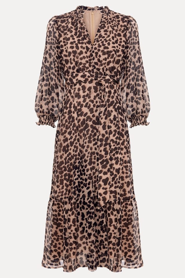 Phase Eight Phase Eight Women's Carra Leopard Midi Dress in Light Tan - 2