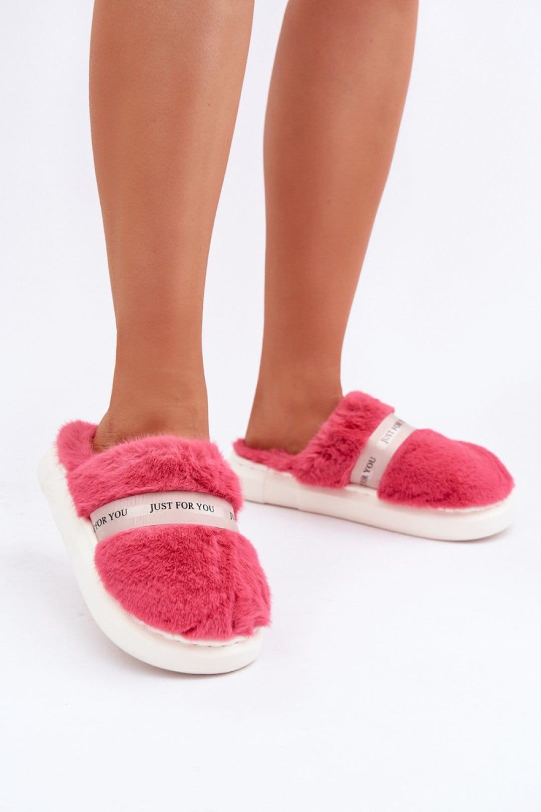 Love Lace Love Lace Women's Faux Fur Slippers with Thick Sole & Covered Toe Home Shoes in Pink - 1