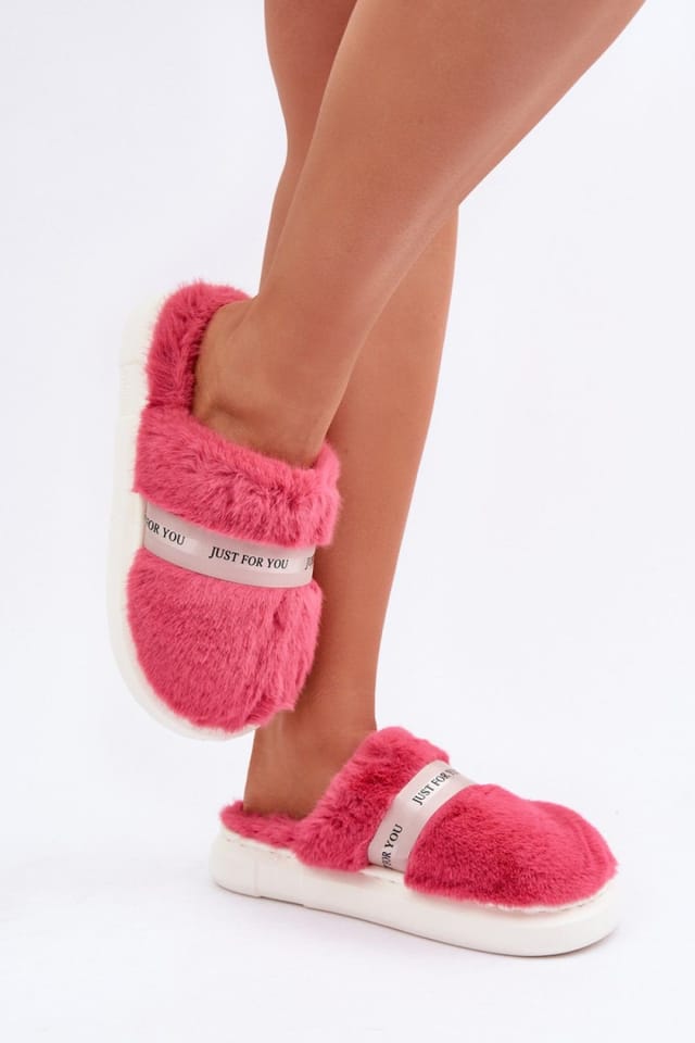 Love Lace Love Lace Women's Faux Fur Slippers with Thick Sole & Covered Toe Home Shoes in Pink - 3