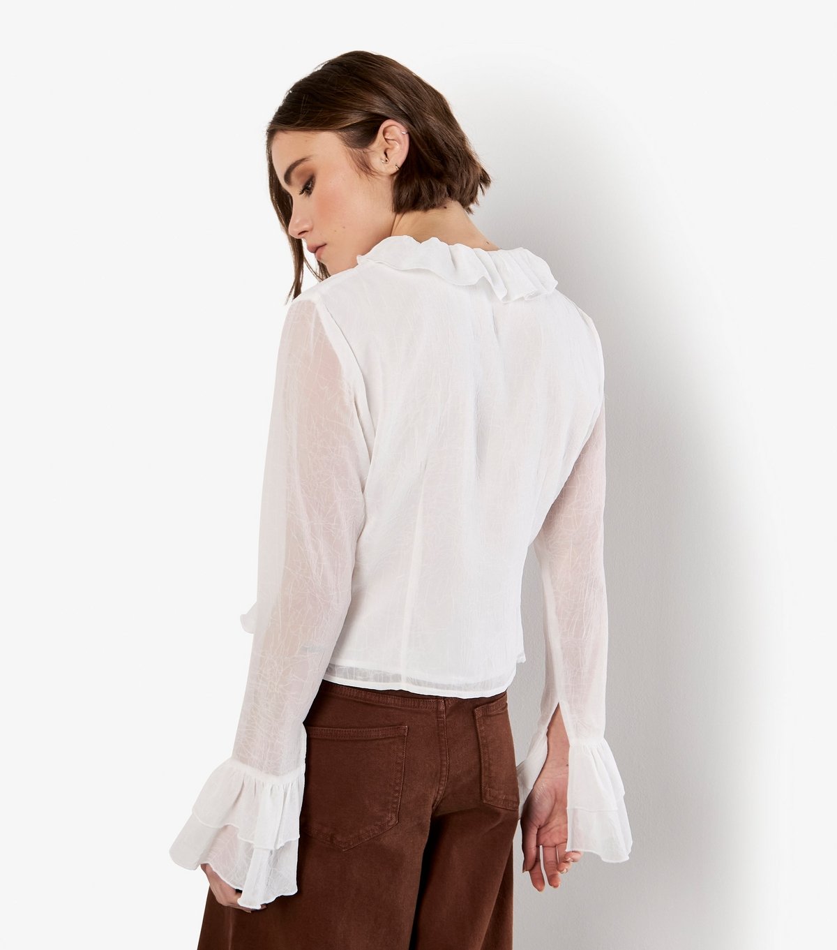 Apricot Women's White Ruffle Tie Crop Top Apricot New Look - 3