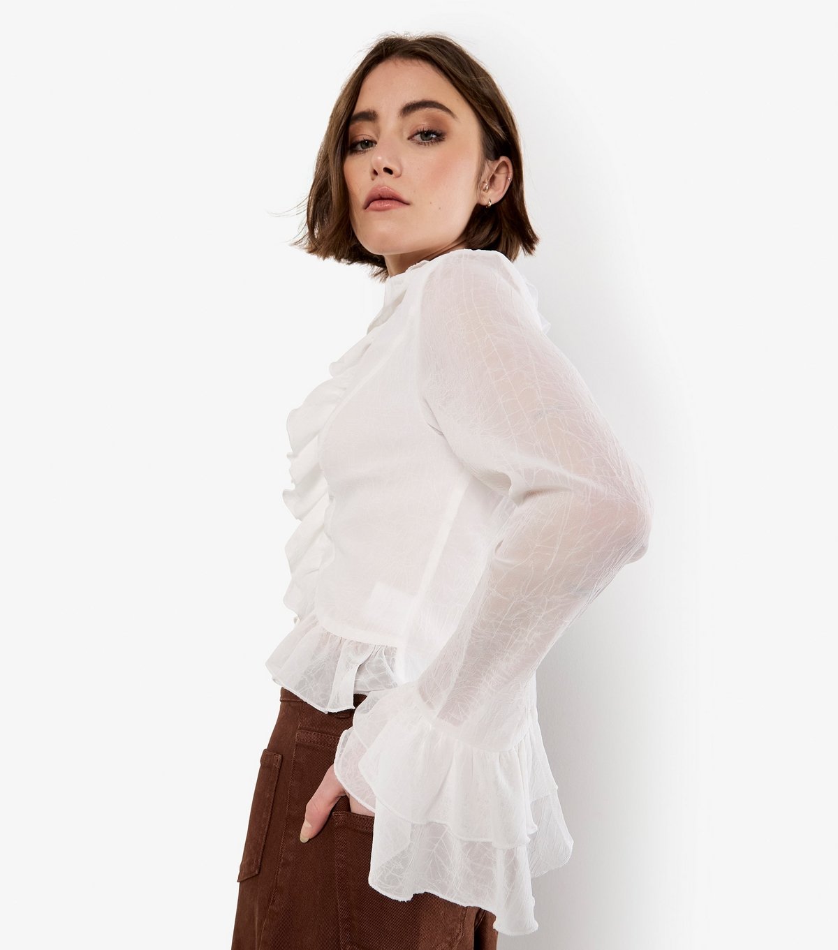 Apricot Women's White Ruffle Tie Crop Top Apricot New Look - 4