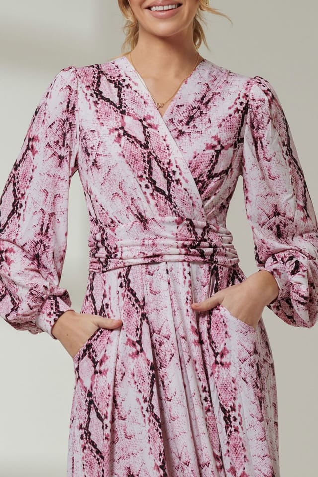 Jolie Moi Jolie Moi Women's Harper Long Sleeve Jersey Dress in Light Pink - 3