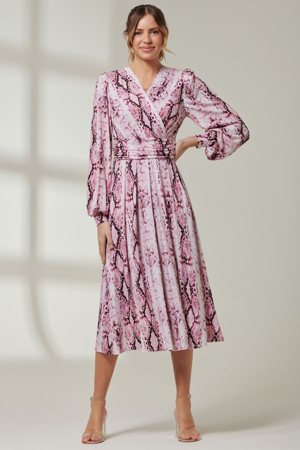 Jolie Moi Jolie Moi Women's Harper Long Sleeve Jersey Dress in Light Pink - 4