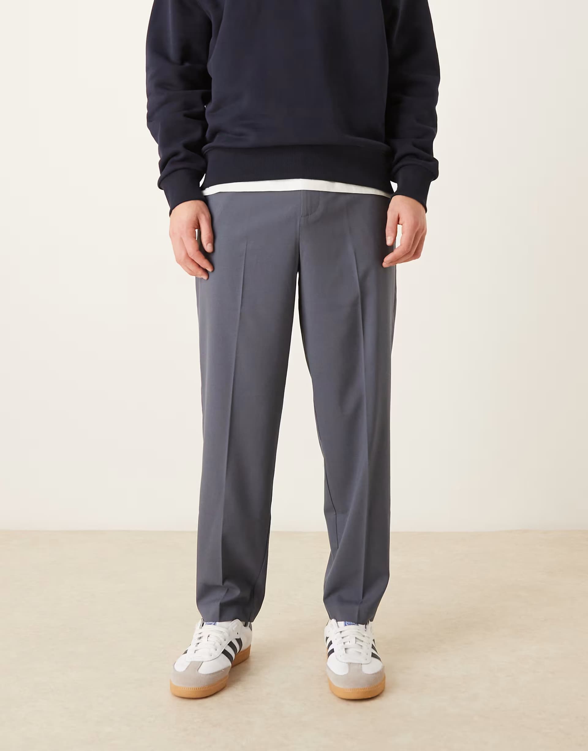 ASOS ASOS DESIGN smart relaxed tapered trousers in navy
