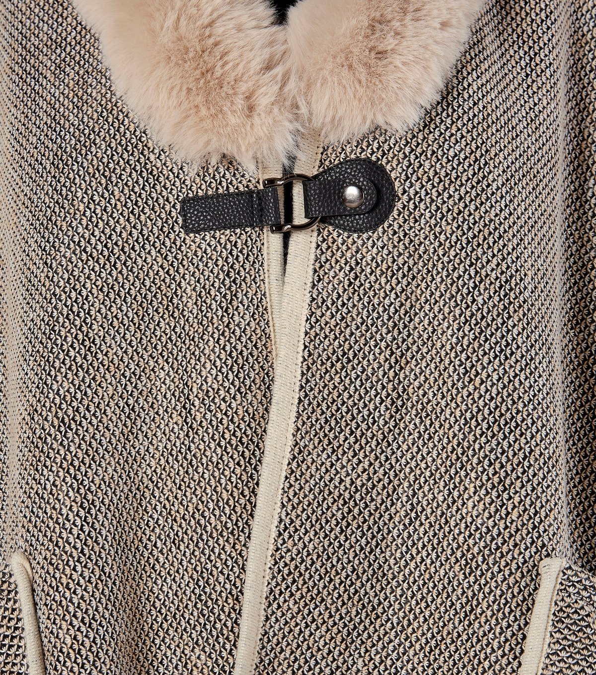 Apricot Women's Stone Faux Fur Side Slit Cape Apricot New Look - 4