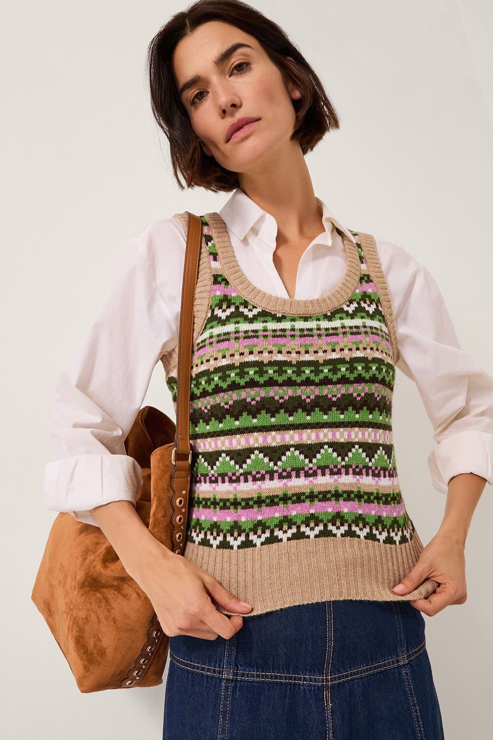 Monsoon Monsoon Green Fair Isle Knitted Tank Top