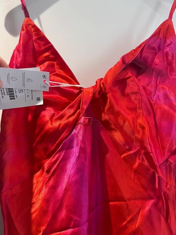Bershka Red and pink satin slip dress from Bershka