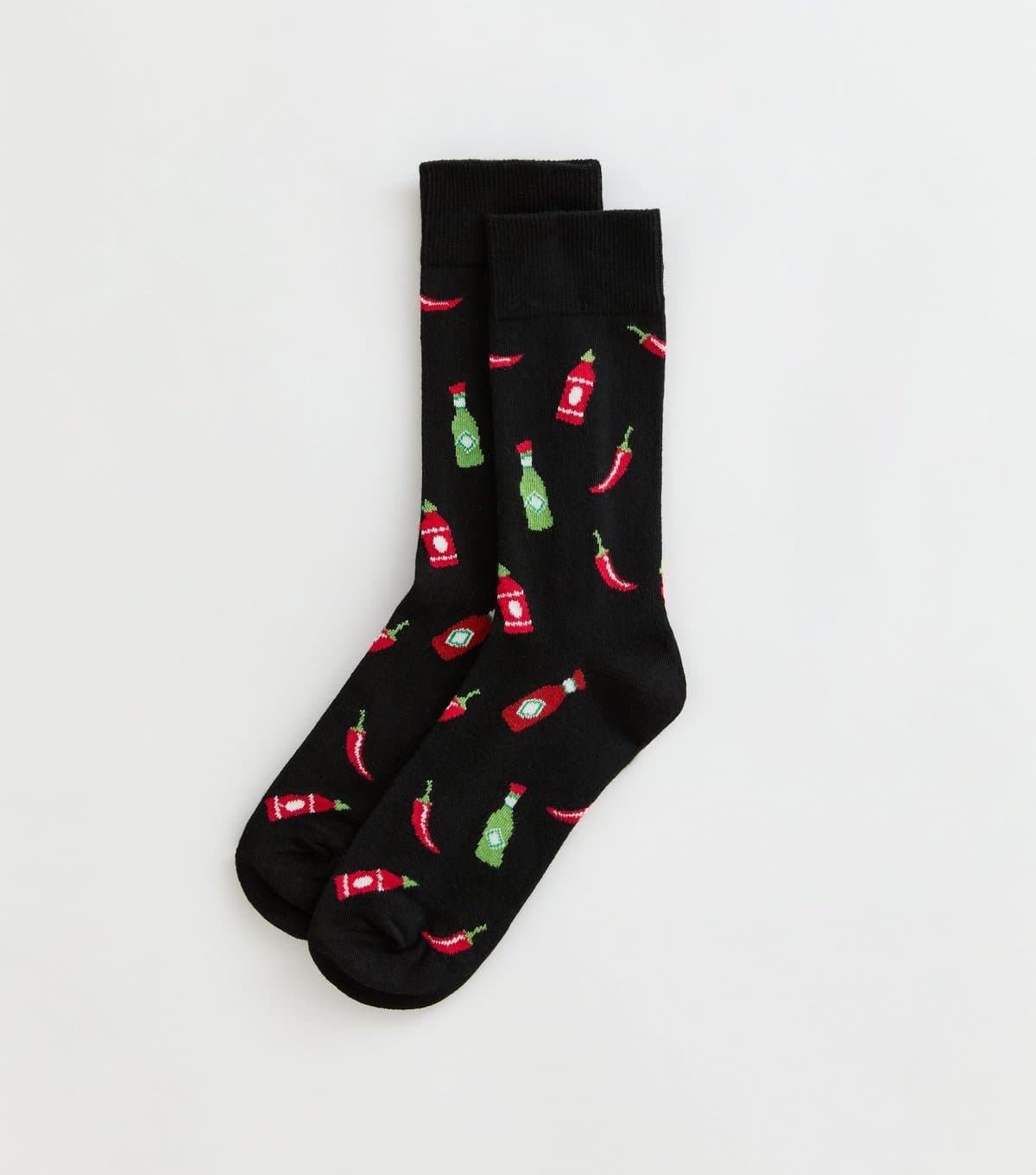 New Look Men's Mens Black Hot Sauce Pattern Ankle Socks New Look