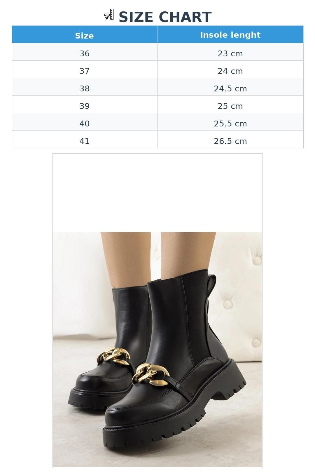 Love Lace Love Lace Women's Pesa High Sole Chain Strap Ankle Boots with Fur Lining Comfort in Black - 4