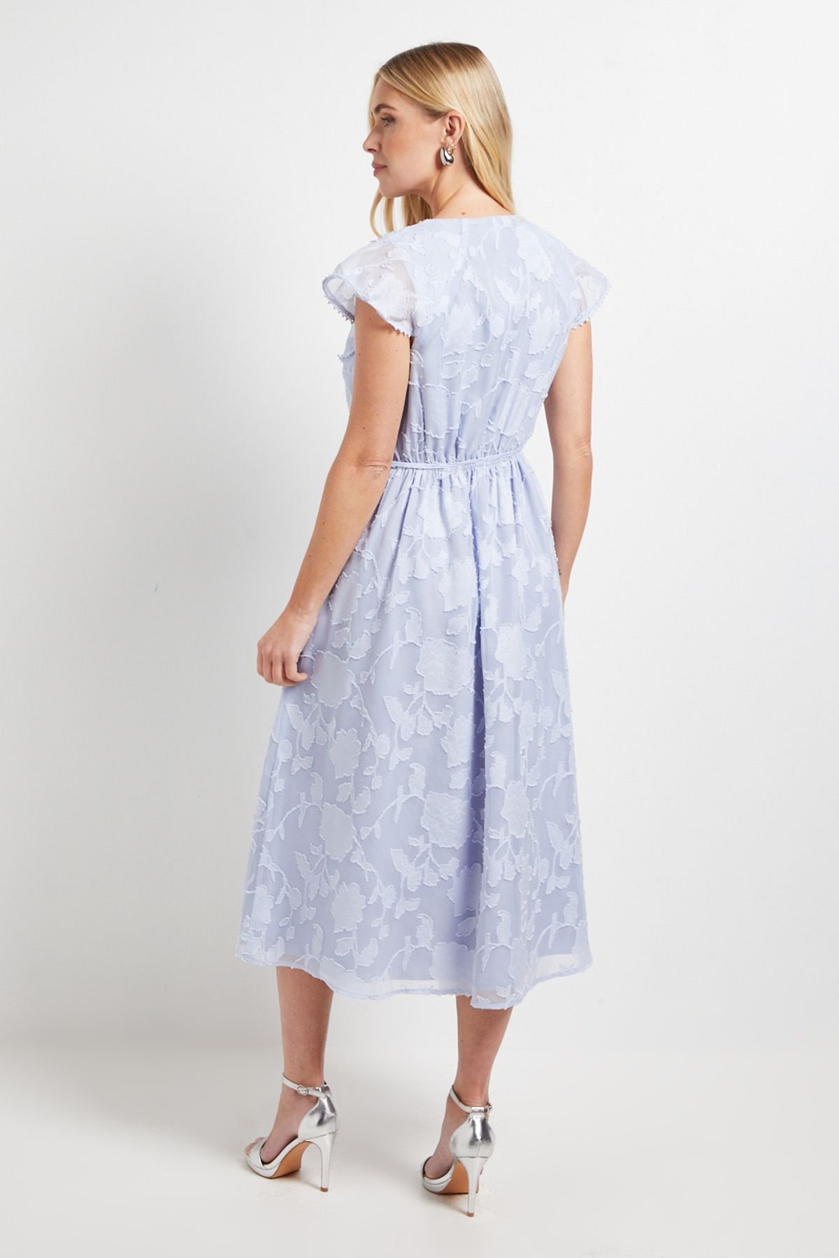 Wallis Wallis Women's Petite Floral Burn Out Ruffle Midi Dress in Lilac - 3