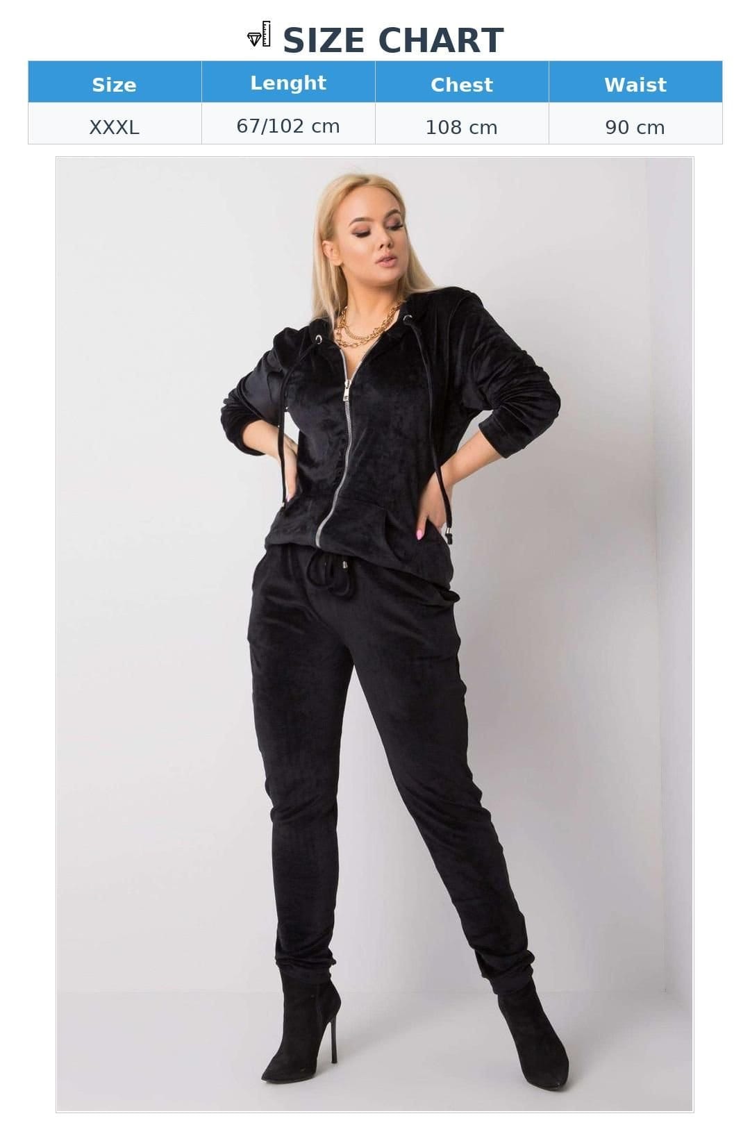 Love Lace Love Lace Women's Plus Size Velour Zip Hoodie Pant Set in Black - 4