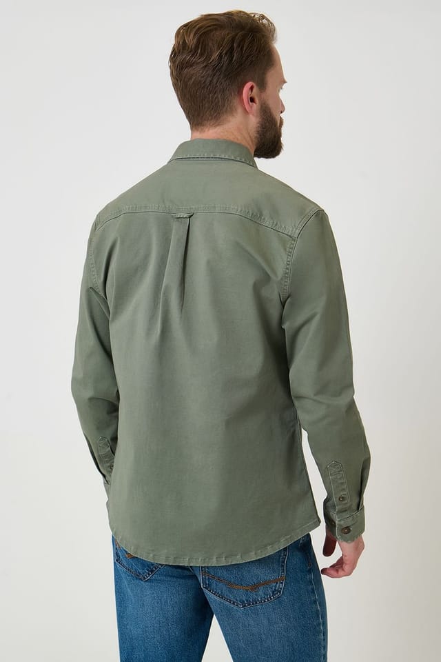 Saltwell Saltwell Men's Linen Cotton Blend Long Sleeve Shirt in Green - 2