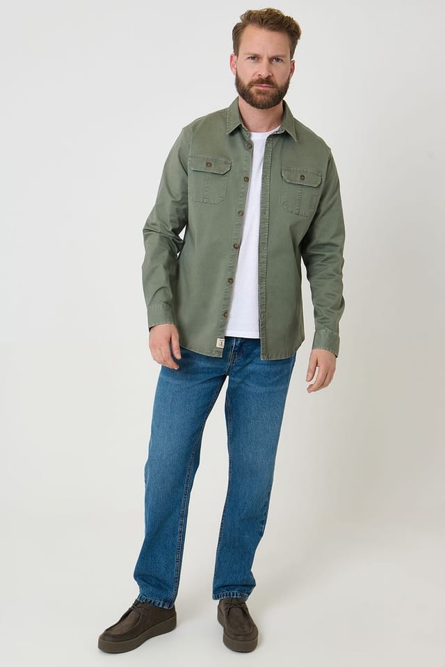 Saltwell Saltwell Men's Linen Cotton Blend Long Sleeve Shirt in Green - 3